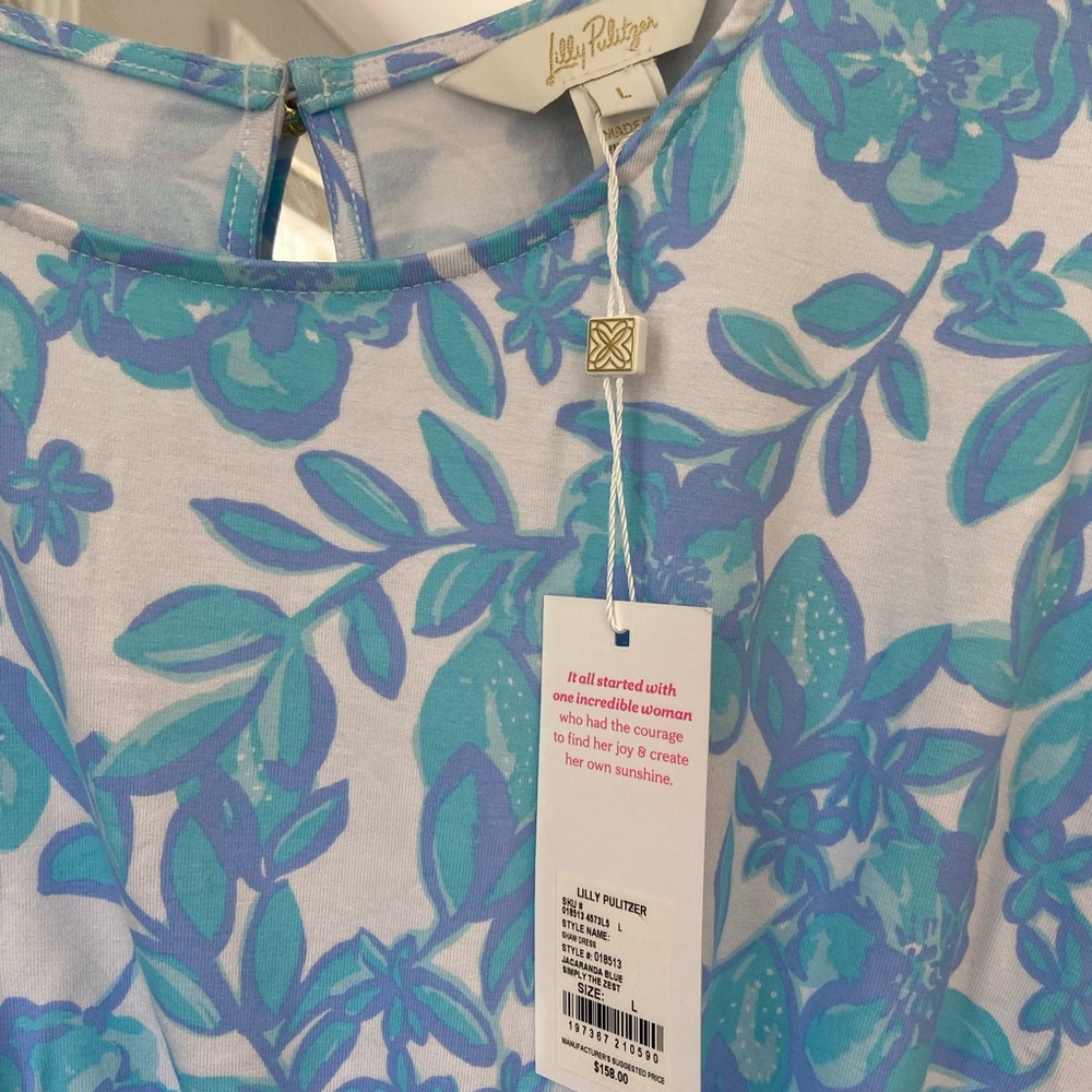 Lilly Pulitzer Blue and White Dress Size Large - Picture 2 of 3